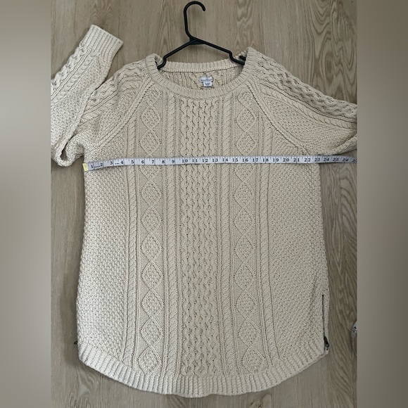 LL Bean Signature XL Cotton Fisherman Cable Knit Tunic Sweater Beige NWT - Picture 9 of 14